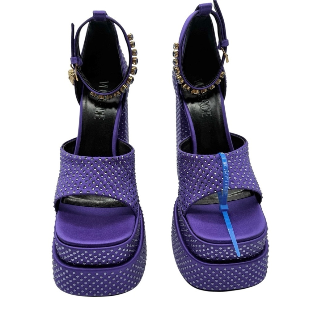 Versace Purple Medusa Aevitas rhinestone Platform Sandals EU 37 - Picture 5 of 14